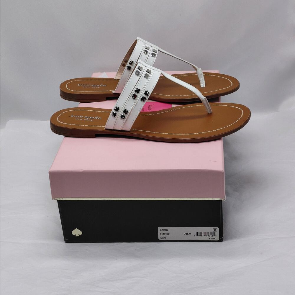 Kate Spade Womens Thong Sandals 9.5M White Coastal Preppy Summer Vacation Flats